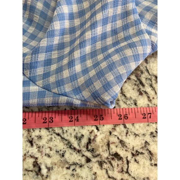 Liz Claiborne Womens Blouse XXL Blue White Gingham  Ruffle Sleeves Cottagecore - Picture 5 of 6